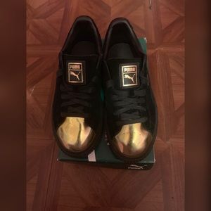 Black & Gold Puma Sneakers